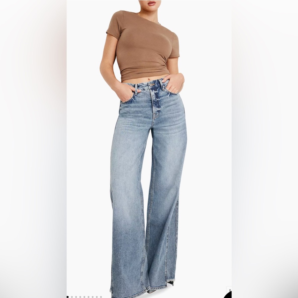 NWT Good American Good Skate Wide Leg Jean